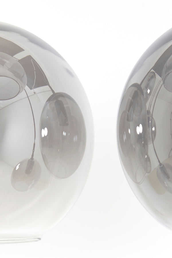 Contemporary 10-Light Pendant in Matte Black with Smoked Glass Orbs