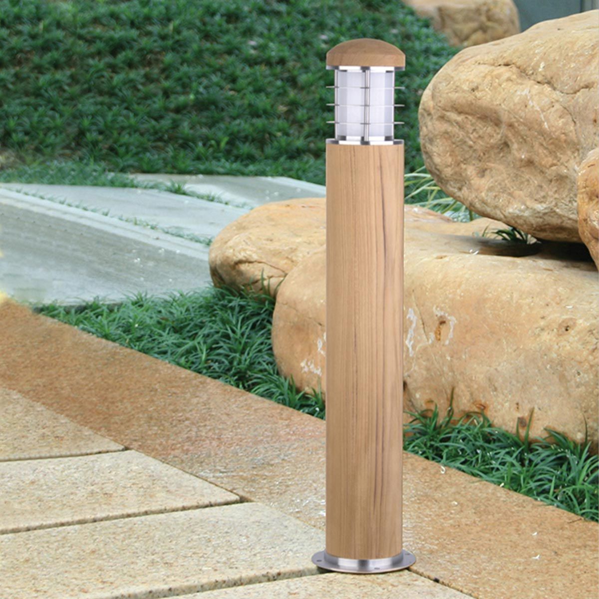 Poole 1 Light Bollard Teak and Stainless Steel