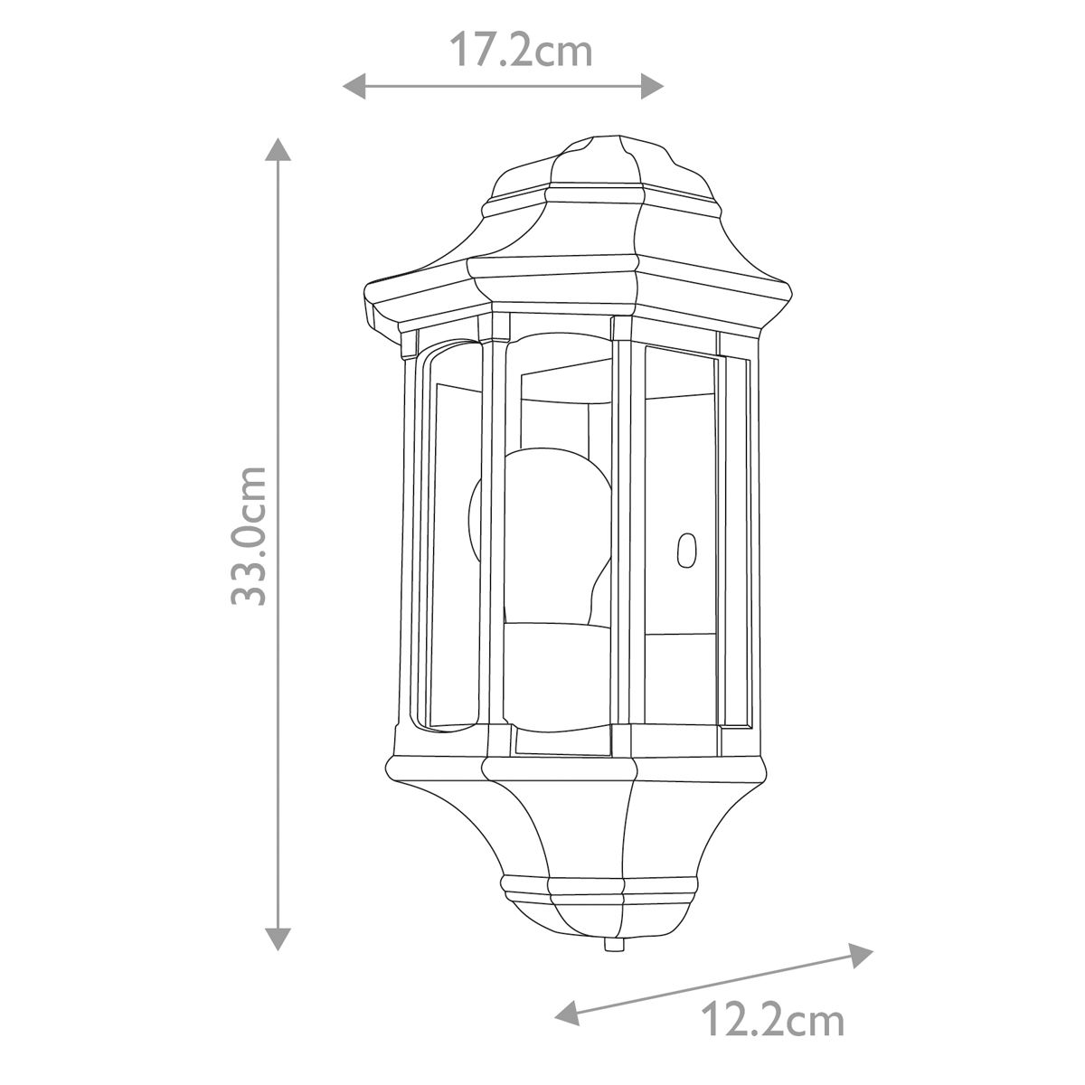 Newbury 1 Light Half Lantern Black