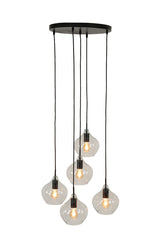 Elegant 5-Light Chandelier Ø61x66 cm Rakel - Matte Black & Clear Glass