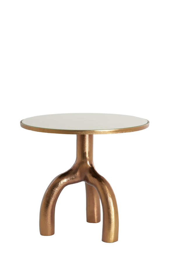 Round Bronze Accent Table, 50.5x45.5 cm, with Taupe Glass