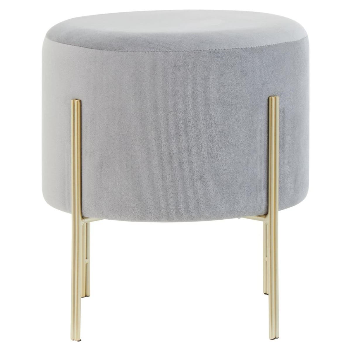 Hayes Round Grey Velvet Stool