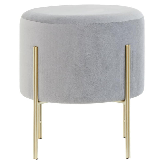 Hayes Round Grey Velvet Stool