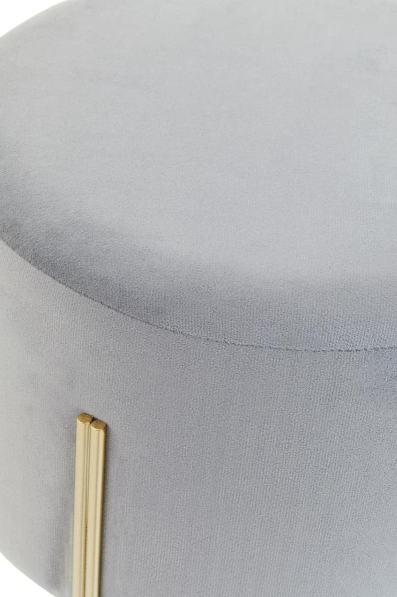 Hayes Round Grey Velvet Stool