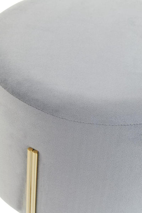 Hayes Round Grey Velvet Stool