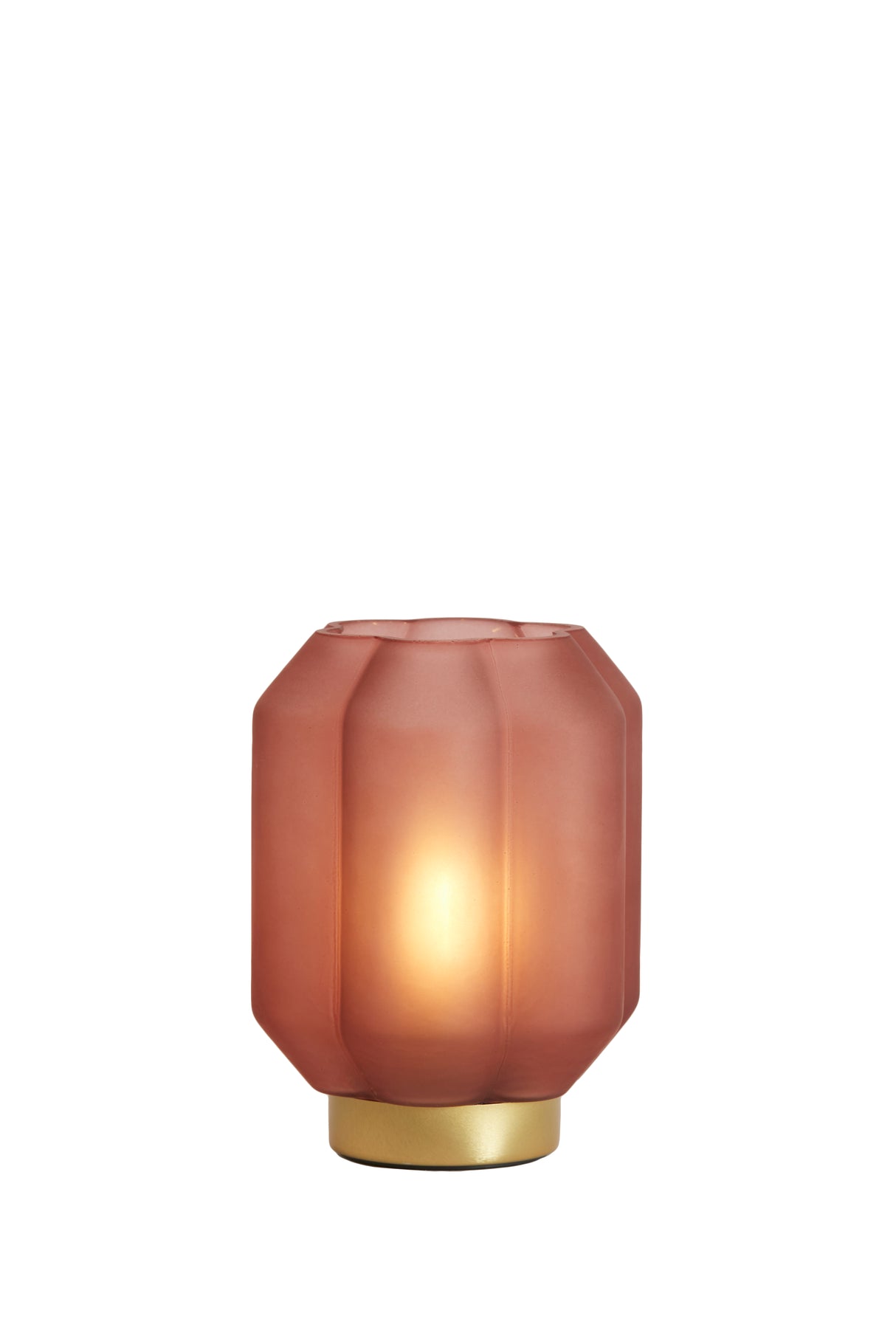 Elegant Glass Table Lamp with Matte Brick Red and Gold Finish - 13x16.5 cm