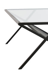 Sleek Ezra Glass Coffee Table - 110x70x40 cm in Clear and Matte Black