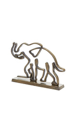 Antique Bronze Elephant Ornament on Base - 34x8x25 cm