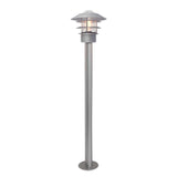 Helsingor Silver Outdoor Bollard Lantern - Sleek Stainless Steel Design