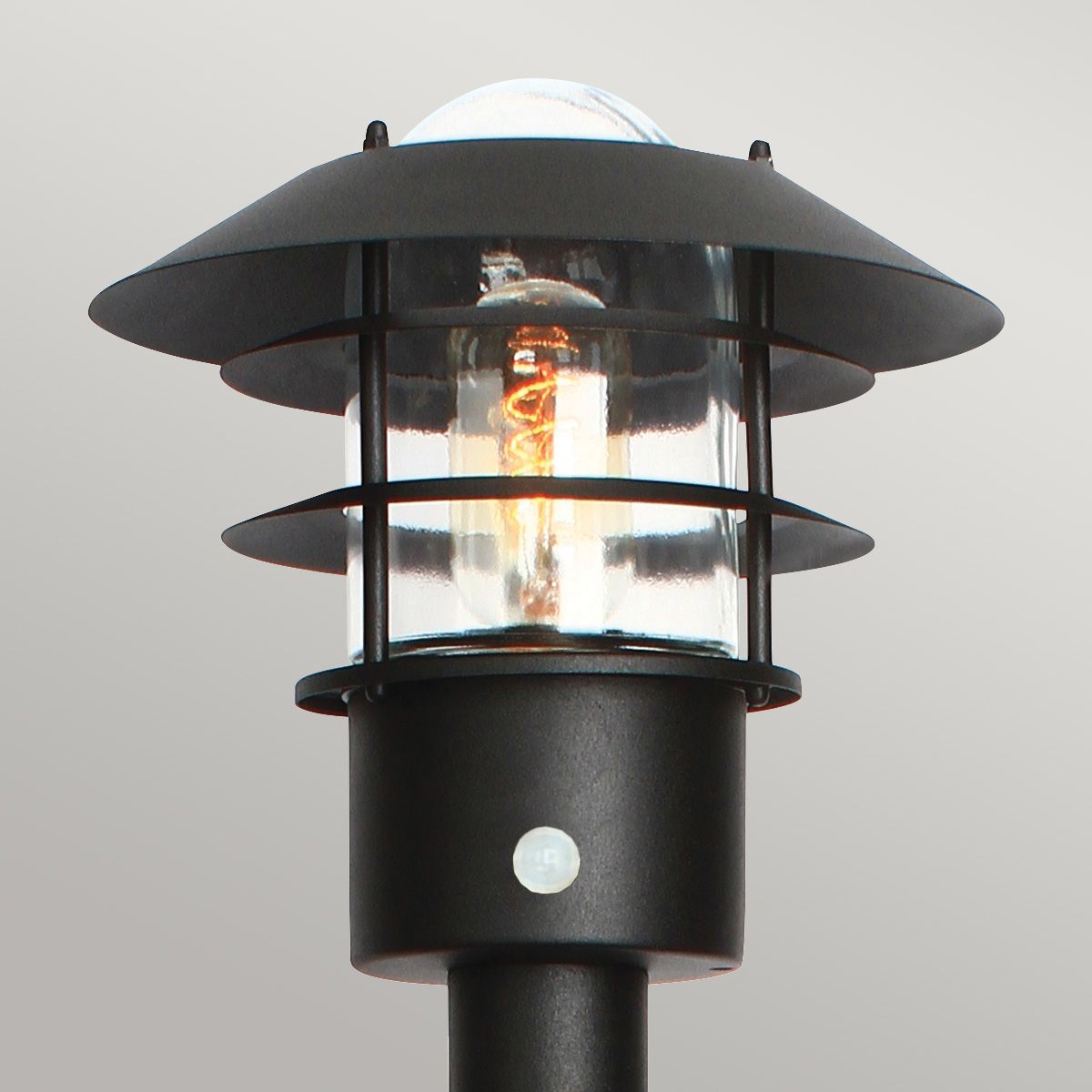 Helsingor 1 Light Bollard Lantern with PIR Black