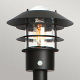 Helsingor 1 Light Bollard Lantern with PIR Black