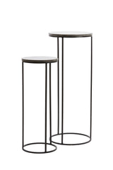 Elegant Laica Marble Pillar Set: Brown and Black, 32x32x81 cm & 41x41x101 cm