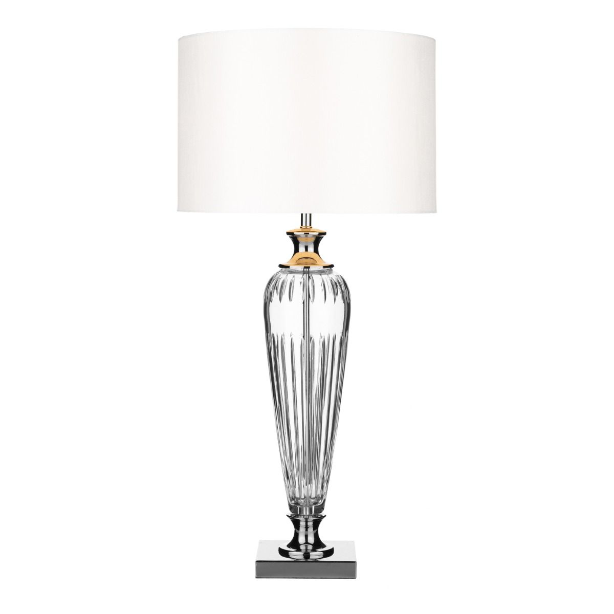 Hinton Table Lamp Polished Chrome Crystal With Shade