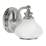 Ainsley Polished Chrome Bathroom Wall Light with Opal Glass Shade