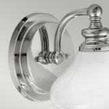 Ainsley Polished Chrome Bathroom Wall Light with Opal Glass Shade