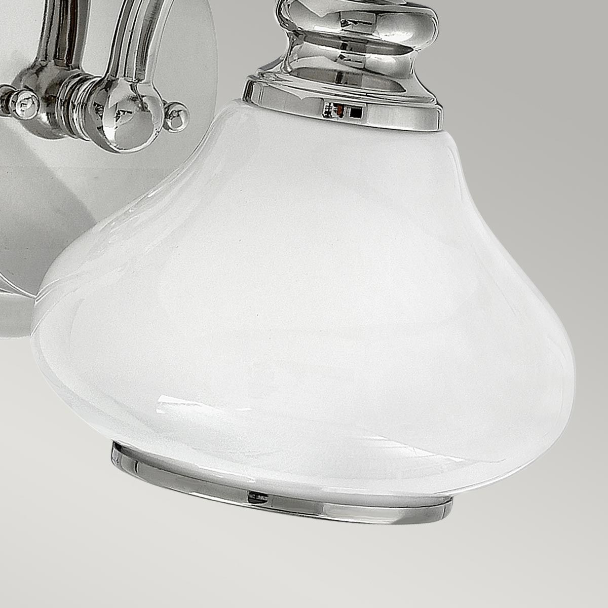 Ainsley Polished Chrome Bathroom Wall Light with Opal Glass Shade