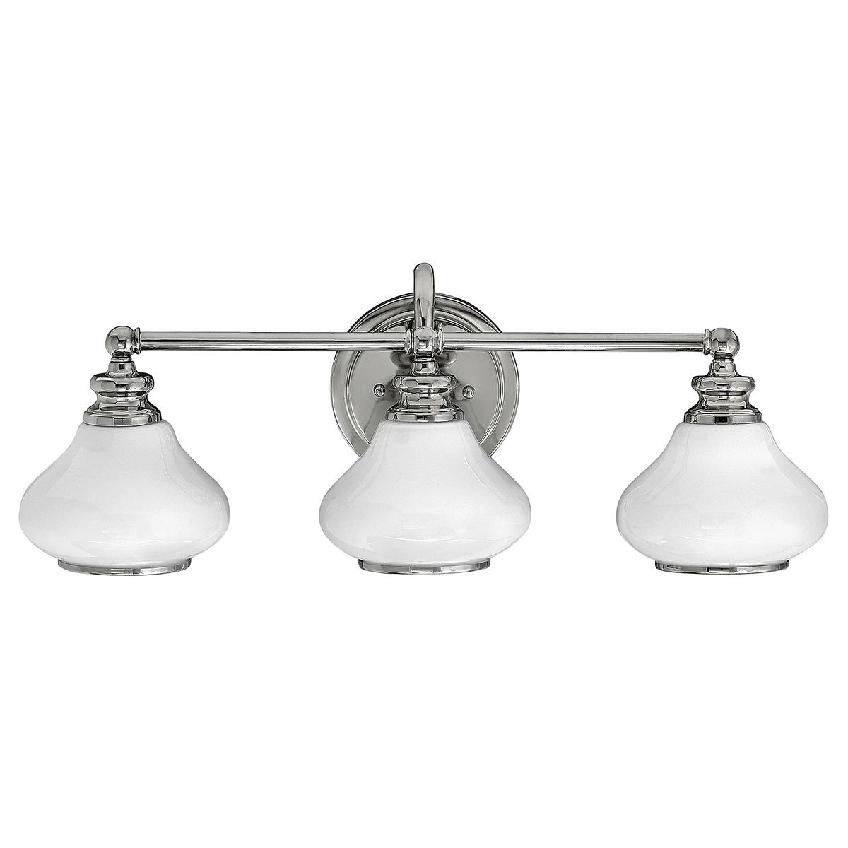 Ainsley Polished Chrome 3-Light Opal Glass Bathroom Wall Fixture