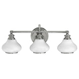 Ainsley Polished Chrome 3-Light Opal Glass Bathroom Wall Fixture