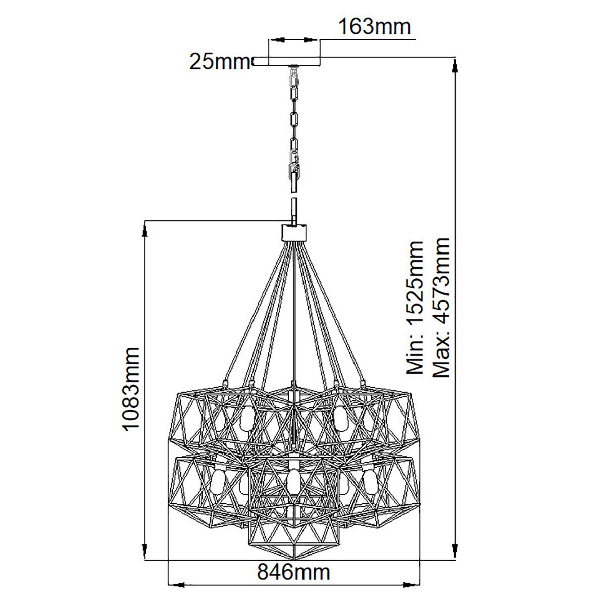 Astrid Geometric Elegance 11-Light Pendant Cluster
