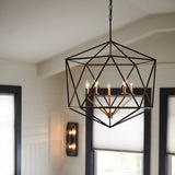 Astrid Modern Geometric Matte Bronze 5-Light Chandelier
