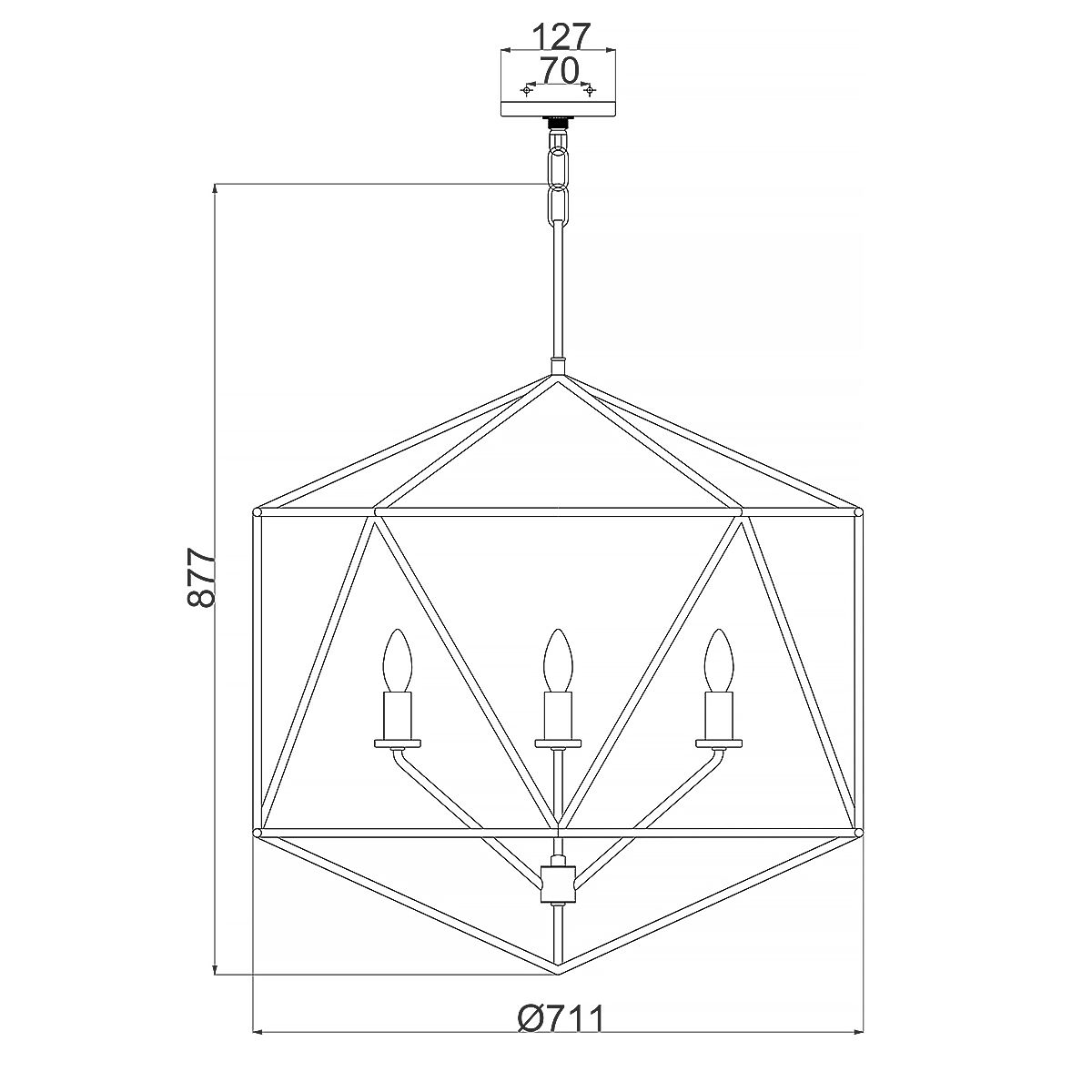 Astrid Modern Geometric Matte Bronze 5-Light Chandelier