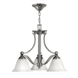 Elegant Brushed Nickel 3-Light Glass Chandelier