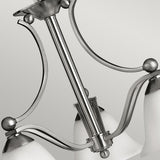 Elegant Brushed Nickel 3-Light Glass Chandelier