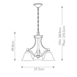 Elegant Brushed Nickel 3-Light Glass Chandelier