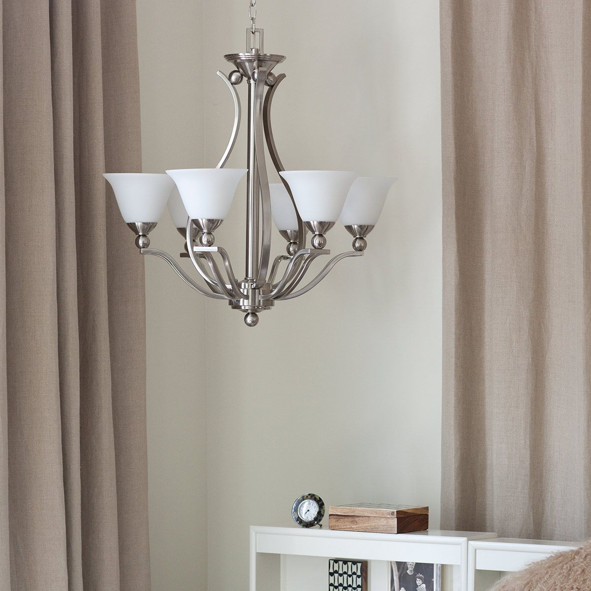Elegant Bolla 5-Light Modern Chandelier in Brushed Nickel