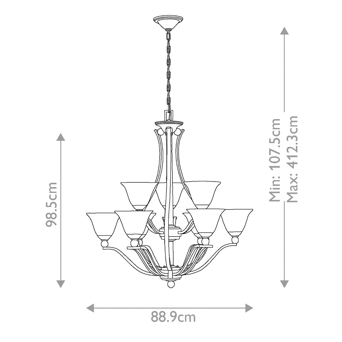 Elegant Bolla 9-Light Nickel Foyer Chandelier