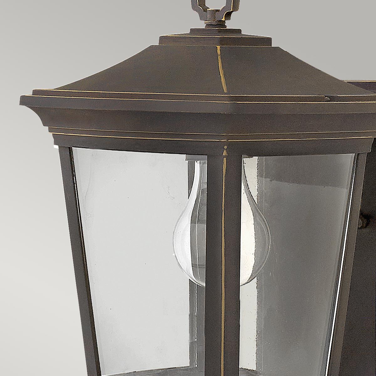 Bromley Elegant Oil Rubbed Bronze Wall Lantern with Shepherd's Hook Detail