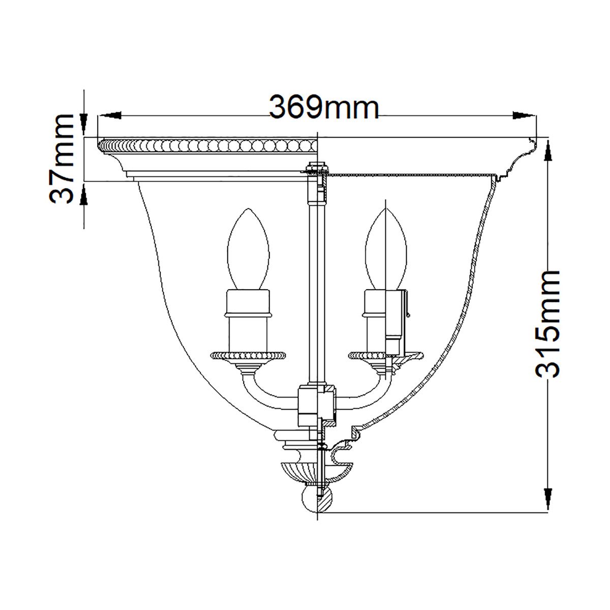 Classic New England Brass Flush Mount Light