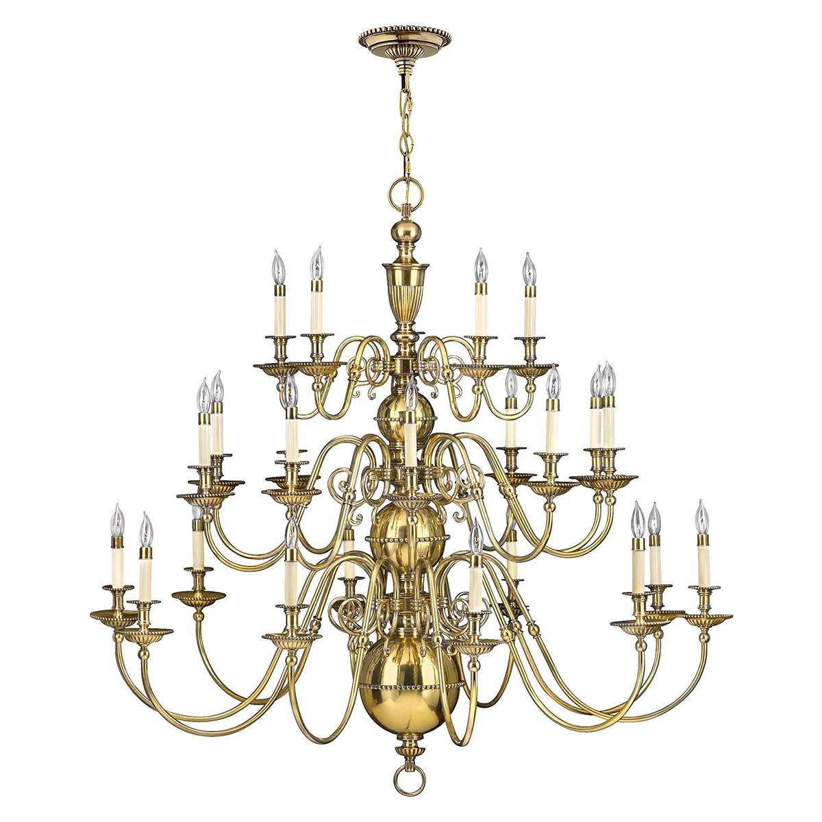Cambridge 25-Light Brass Chandelier with Classic Elegance