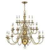 Cambridge 25-Light Brass Chandelier with Classic Elegance