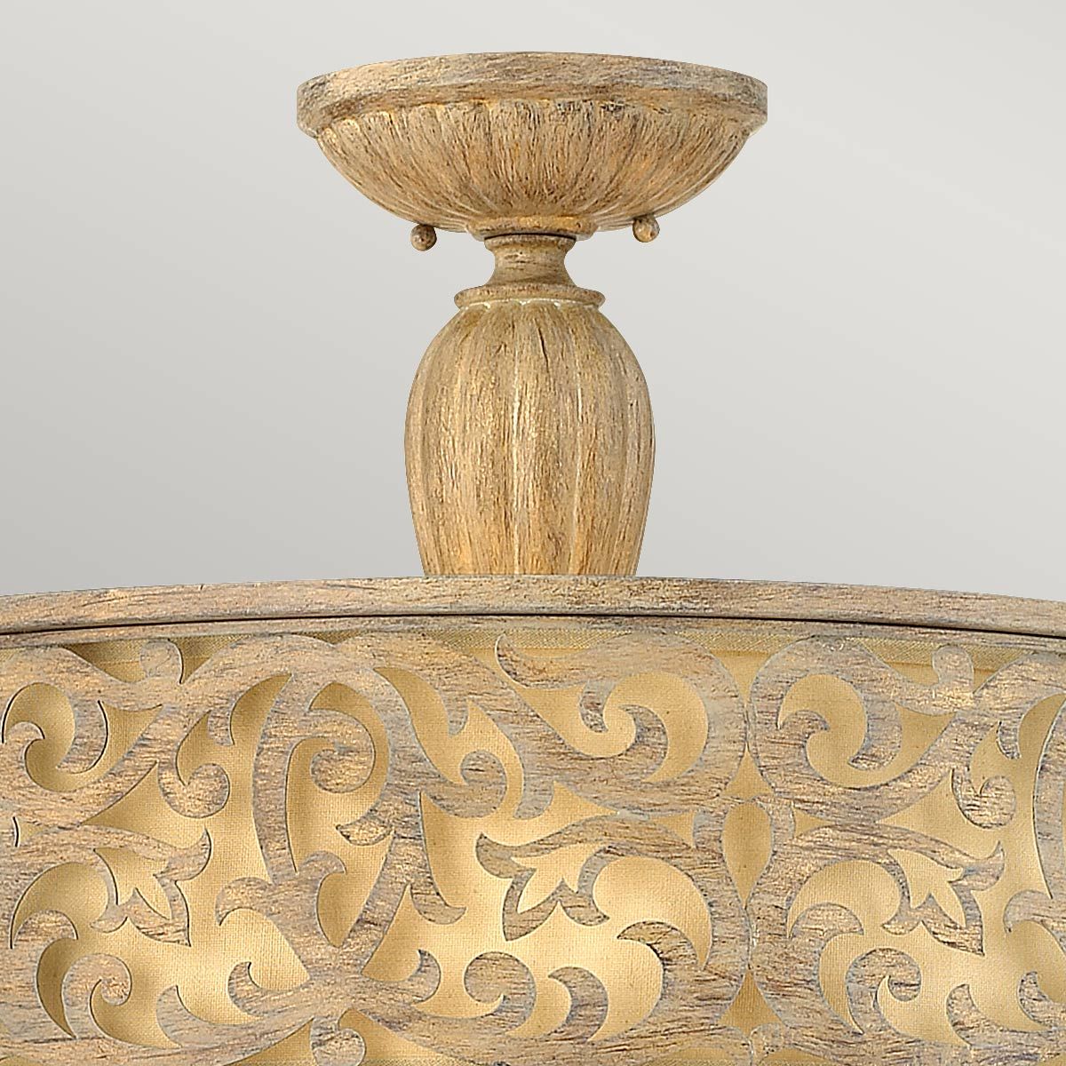Carabel Brushed Champagne Scrollwork Semi-Flush Light Fixture