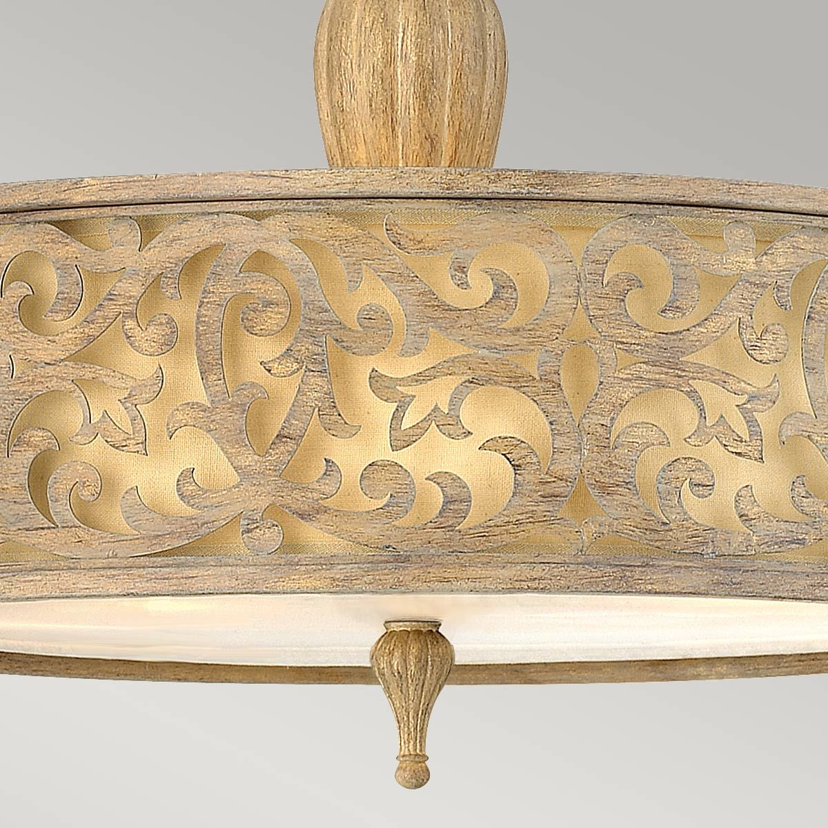 Carabel Brushed Champagne Scrollwork Semi-Flush Light Fixture