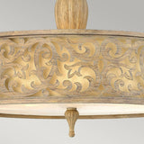 Carabel Brushed Champagne Scrollwork Semi-Flush Light Fixture