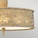 Carabel Brushed Champagne Scrollwork Semi-Flush Light Fixture