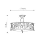 Carabel Brushed Champagne Scrollwork Semi-Flush Light Fixture