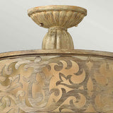 Elegant Brushed Champagne Semi-Flush Ceiling Light
