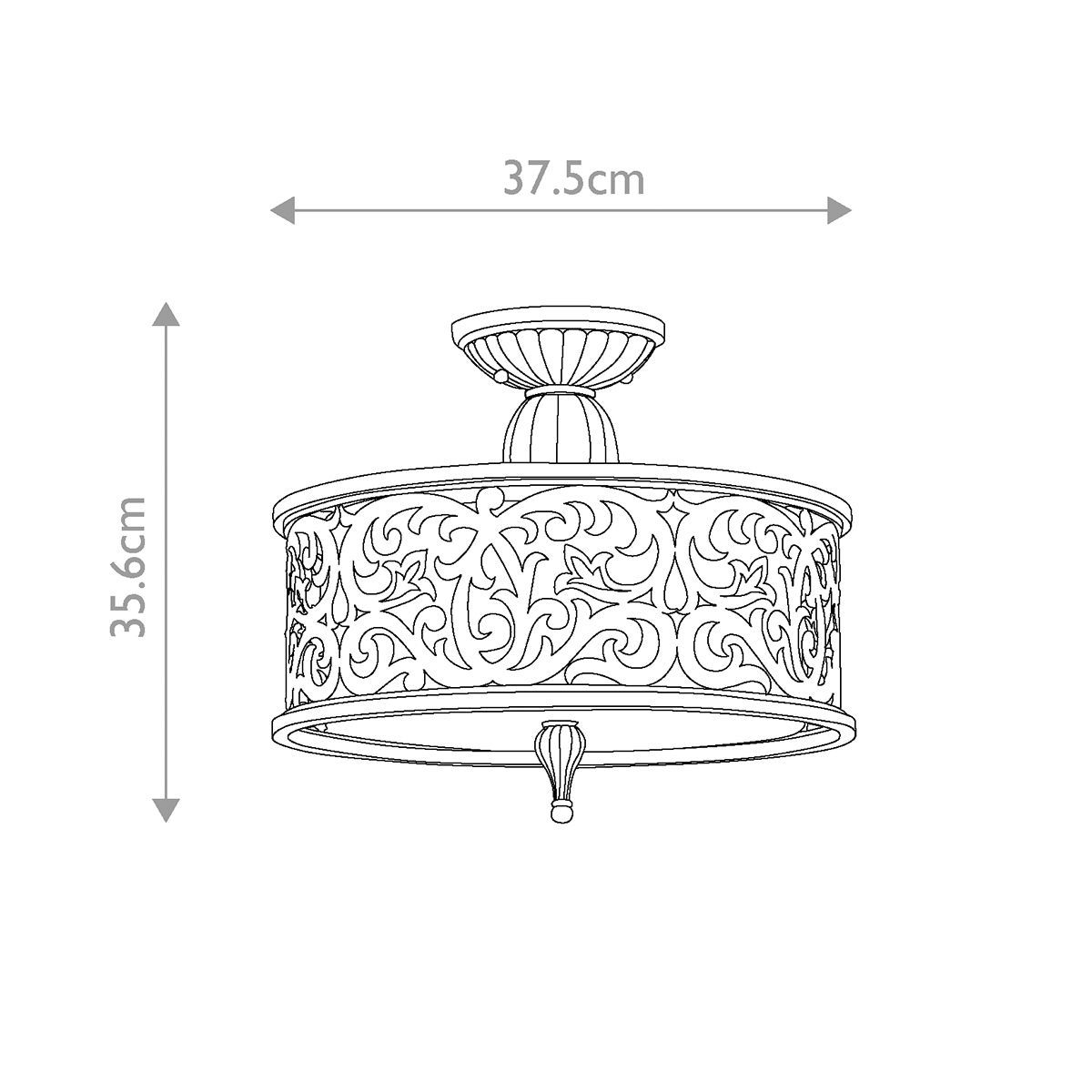 Elegant Brushed Champagne Semi-Flush Ceiling Light