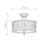 Elegant Brushed Champagne Semi-Flush Ceiling Light