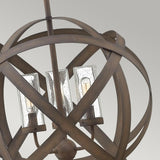 Carson Vintage Iron Outdoor Chandelier with Seedy Glass - 3 Light Fixture