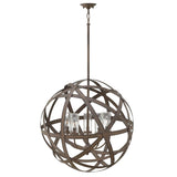 Carson 5-Light Outdoor Chandelier in Vintage Iron with Seedy Glass