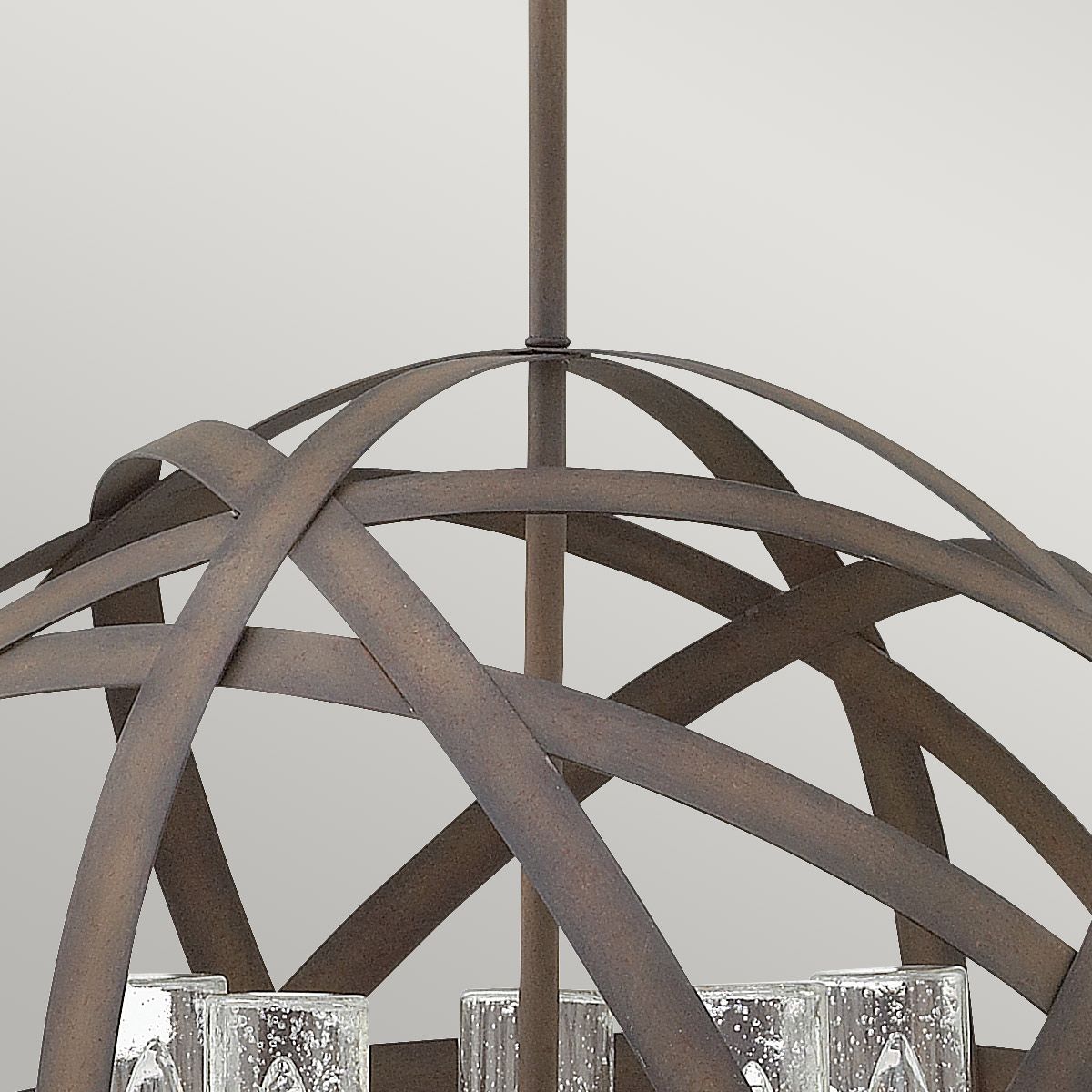 Carson 5-Light Outdoor Chandelier in Vintage Iron with Seedy Glass