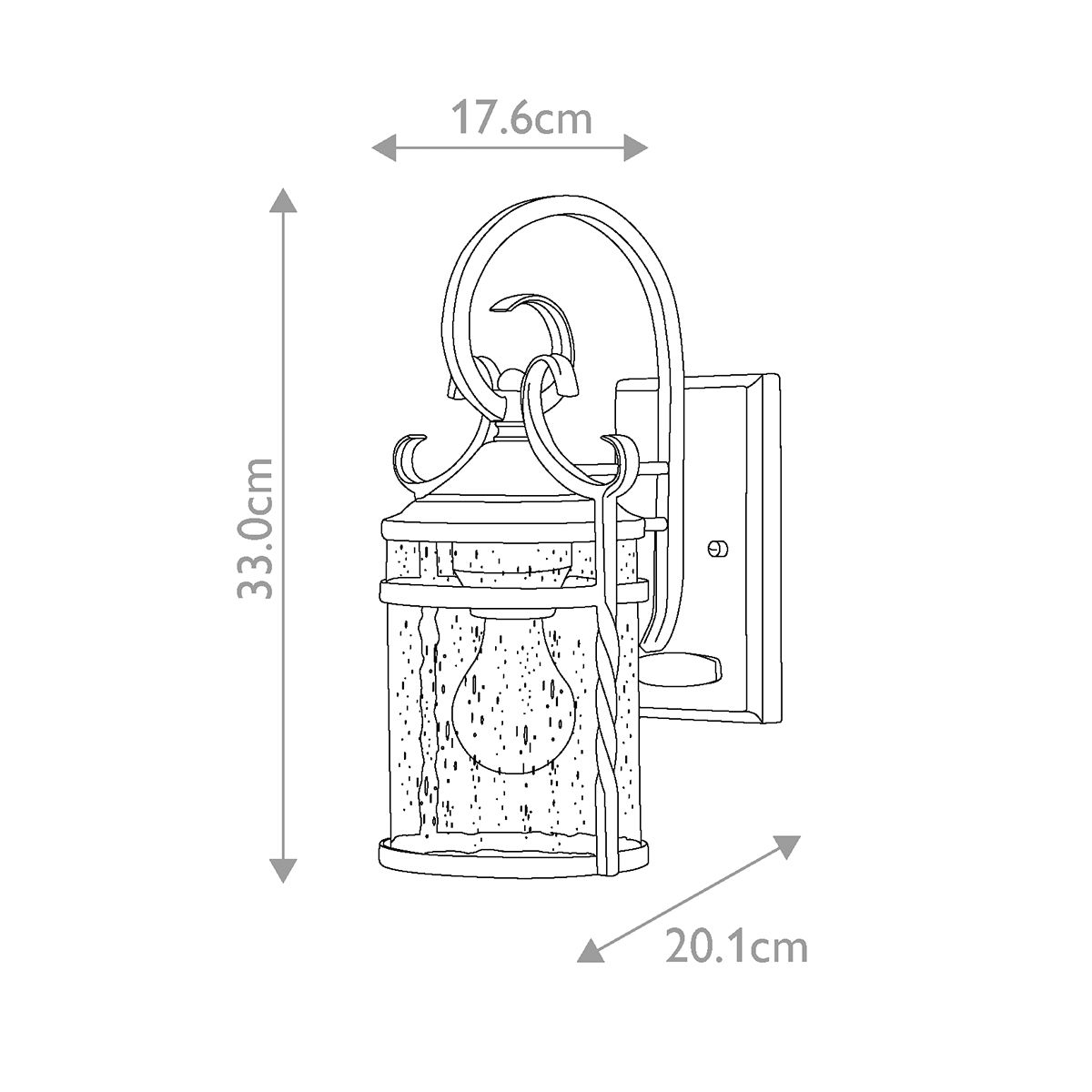 Casa Olde Black Rustic Scrollwork Wall Lantern
