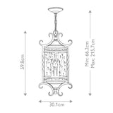 Casa Rustic Black Outdoor Lantern with Seedy Glass and Wrought Iron Detailing