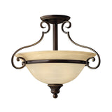 Cello Antique Bronze Semi-Flush Light with Faux Alabaster Glass