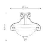 Cello Antique Bronze Semi-Flush Light with Faux Alabaster Glass