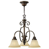 Elegant Cello Antique Bronze Three-Light Dining Chandelier